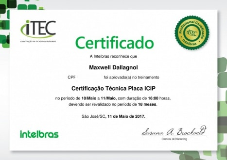 Certificação Tecnica Placa ICIP